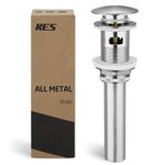 KES Bathroom Faucet Vessel Vanity Sink Pop Up Drain Stopper with Overflow, All Metal Rustproof Brass and 304 Stainless Steel, Brushed Nickel, S2008A-BN