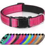 Joytale Dog Collar, Reflective Padded Neoprene Pet Collar, Adjustable Nylon Collars for Extra Small and Puppy Dogs, XS, Hotpink