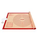 Extra Large & Thick Silicone Baking Mat 71×51 cm, Non Stick Pastry Rolling Sheet with Measurement, Non-Slip Silicon Dough kneading Board, Counter Table Mat, Placemat, for Pie/Cake/Pizza (Red+Scraper)