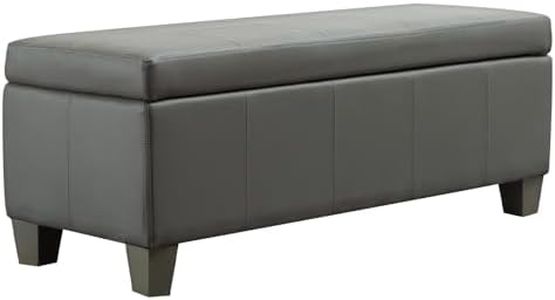 UDAX Grey Faux Leather Ottoman with Storage, Rectangular Extra Long Storage Bench for Bedroom and Living Room