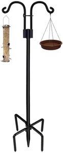 CLOUDSEASON Bird Baths for Garden with Bird Feeder and Bird Bath Tray Shepherds Hook of 5 Prongs Base Heavy Duty Garden Hook Plant Trellis (193CM+Bird Feeder & Bird Bath)