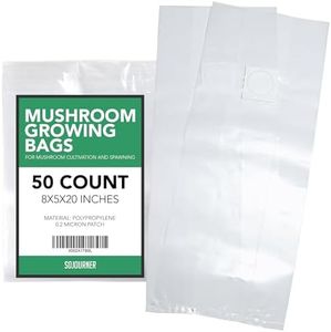 Mushroom Grow Bags (50 Pk) - Mushroom Spawn Bags - 6 Mil Thick, Autoclave Bags, with Breathable 0.2 Micron Filter - Grow Mushrooms Supplies, Mushroom Bags Kit