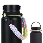 iLVANYA 2.0 Paracord Handle Compatible with Hydro Flask 2.0 Wide Mouth Water Bottle 12 oz 16 oz 18 oz 20 oz 32 oz 40 oz 64 oz，Perfect for Daily Walking Biking Hiking (Bright Rainbow)