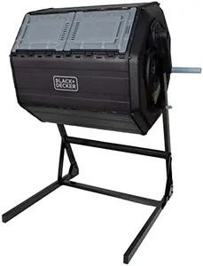 BLACK+DECKER Compost Tumbler, Dual Chamber Composter, 40 Gallon, Easy Handle System for Composting