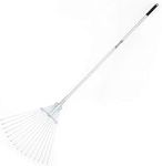 Easy Shopping® Adjustable Metal Rake Lawn Grass Leaf Rake, 148cm Long with 45cm Folding Head for Lawn and Garden Cleaning, Telescopic Leaf Rake, Silver, Metal Adjusting Buckle