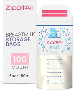 DiRose Breast Milk Storage Bags - Leak-Proof 100 Count Double Zipper 6 oz Capacity Extra Thick and Seal BPA/BPS Free/Disposable Pouches | Self-Standing Bag for Long and Safe Storing