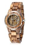 BEWELL ZS-100BL Wooden Women Quartz Watch with Luminous Hands Metal Case 30M Water Resistance