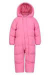 Mountain Warehouse Frosty Kids Junior Padded Snowsuit with Central Zip, Hand & Foot Cuffs, Toddlers Hoodie, Fleece Lining, Children Winter Outer Clothing Pink Baby Size 6-12 Months