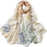 Floral Print Chiffon Scarf - Womens