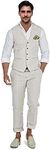 Aowdoy Men's Suit Linen Beach Weddi