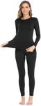 WEERTI Thermal Underwear for Women Long Johns Women with Fleece Lined, Base Layer Women Cold Weather Top Bottom, Black, 3X-Large