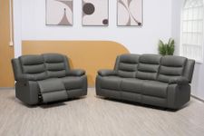 Modern Roma Recliner Bonded Leather 3 2 1 sofa sets for living room cheap- 3 Seater Suite For Living Room - 2 Seaters sofas & Couches (Grey, 3+2 Seater Sofa)