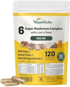 Mushroom Complex 6 Lions Mane Mushroom Supplement 120 Capsules High Strength Vegan Supplement with Lions Mane, Reishi, Chaga Mushroom Powder, Shitake, Cordyceps & Maitake (120 Capsules)