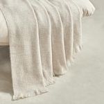 BOURINA Faux Cashmere Fringe Throw Blanket Decorative Lightweight Throw Soft Cozy for Bed or Sofa Outdoor Blanket, 127x178cm Beige