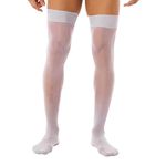 FEESHOW Men Oil Glossy Stretchy Socks Thigh-High Mesh Stockings Footed Tights Sissy Underwear White One Size
