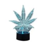 3D Led Illusion Table Lamp 7 Colors Change Night Light for Bedroom Home Decoration Wedding Birthday Christmas and Valentine Gift Artistic and Romantic Atmosphere(Cannabis Leaf)