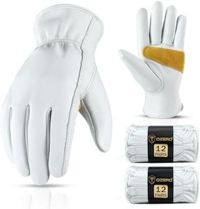 OZERO Leather Work Gloves for Men,Cowhide Reinforced Palm,Flexible Thumb