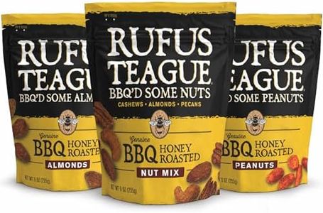 Rufus Teague BBQ Nut Variety Pack – Smoky, Sweet & Crunchy Honey Roasted Nuts – Almonds, Peanuts, Cashews & Pecans, 9 oz Resealable Pouches (Pack of 3)