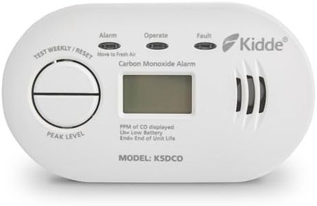 Kidde 5DCO Digital Carbon Monoxide Alarm and Detector with AA Batteries - 10 Year Sensor Life Digital Display CO Alarm - 7 Year Warranty