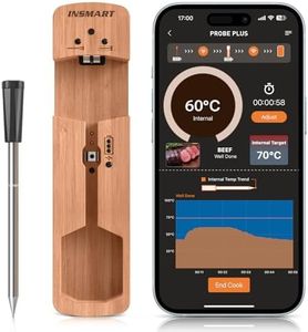 INSMART Fleischthermometer Kabellos, Grillthermometer Bluetooth 100m, IPX7 Wasserdicht Bratenthermometer mit Smarte APP, Meat Thermometer Kochen für Backofen Grill Smoker Rotisserie Heißluftfritteuse