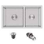 MENATT 28 x 16 Inch Undermount Kitchen Sink,304 Stainless Steel Double Bowl Undermount Workstation Kitchen Sinks
