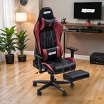 DROGO Wrath Pro Ergonomic Gaming Chair, Computer Chair with Adjustable Seat, PU Leather, 3D Armrest, Memory Foam Head & Lumbar Support Pillow | Home & Office Chair with Footrest & Recline (Red)