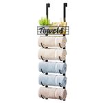 HapiRm Over Door Towel Rack-Towel Storage Rack Wall Mounted with Metal Shelf, 6-Tier Over Door Towel Rail, Towel Holder, Black