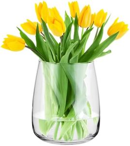 TREND FOR HOME Vaso Grande da Interno A: 22.7 cm Vaso Vetro Trasparente Vaso Rotondo Vaso per Pampas Vaso per Rose Vaso Tulipani Decorazioni Matrimonio Vaso Fiori | Ø 19 cm | 5090 ml | Zinnia