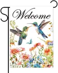 Raisingwell Summer Welcome Hummingbird Garden Flag 12 x 18 Flower banner Vertical Double Sided Yard Flags For Outside Decorations