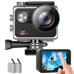 4K 20MP Action Camera 30M Waterproof Underwater Camera Touch Screen WiFi Sports Camera 170° Wide-Angle EIS Stabilization with 2 * 1350 Batteries Helmet Accessories Kit