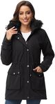 Royal Matrix Women's Parka Coat Winter Warm Parka Jacket Fleece Lined Parka Coat Long Winter Coat with Hood (New-Black, Medium)