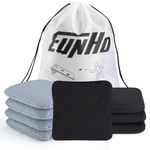 EunHo Cornhole Bean Bags Set of 8 Weather Resistant & Regulation Professional Size/Weight for Cornhole Games with Carry Bag（Black/Grey）