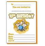 AK Giftshop Kids Bowling Party Invites - Birthday Boys Girls - Pack of 20 Invitations and Coloured Envelopes (10th Birthday)