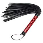 Zhichengbosi 40 cm Riding Crop, Black Faux Leather Paddle Horse Crop and Riding Crop(Red)