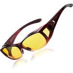 DUCO Night Vision Glasses for Driving at Dusk Rainy Day Anti Glare Fit Over Wrap Around Eyewear Glasses UV400 Polarized 8953Y(M Size Wine Red)