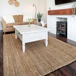 Natural Durable Eco Friendly Jute Area Rug Flatwoven Versatile Lounge Living Dining Room Mat Dirt Trapper Utility Kitchen Mat Rugs 160cm x 230cm