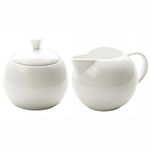 Sizikato Pure White Porcelain Sugar and Creamer Set, 14 Oz Salt Bowl with Lid and 10 Oz Creamer Pitcher