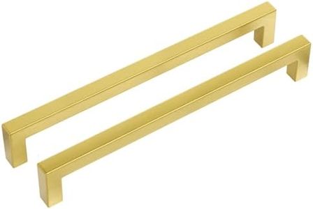 Haidms 100 Pack | 10 1/16 Inch Gold Cabinet Handles Brushed Gold Drawer Pulls Stainless Steel Cabinet Hardware Square Bar Modern Cabinet Handles for Kitchen Bathroom Cupboard