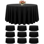 10 Pack Black Round Tablecloth 120 Inch Tablecloths,Stain and Wrinkle Resistant Polyester Circle Table Cloth,Washable Fabric Black Round Tablecloth for Wedding Banquet Party