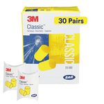 3M Ear Plugs, 30 Pairs/Box, E-A-R Classic 310-1060, Uncorded, Disposable, Foam, NRR 29, For Drilling, Grinding, Machining, Sawing, Sanding, Welding, 1 Pair/Pillow Pack , YELLOW