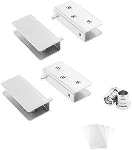 Glass Door Pivot Hinge,TTZEZE Stainless Steel Pivot Hinge Clip,Fit for 10-12mm Thickness Glass Silver Large 2 Pack