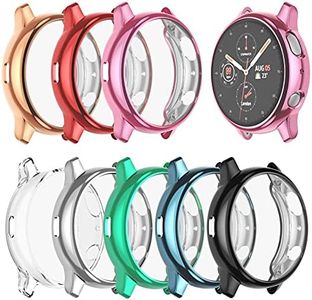 BHARVEST [8 Pack] Screen Protector Case Compatible with Samsung Galaxy Watch Active 2 44mm, Flexible TPU Plated All Round Scratch Resistant Protective Bumper Case (8 Colors, Active 2 44mm)