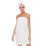 ROSYLINE Bath Towel for Women Towel Wrap with Hair Drying&Adjustable Closure White XL