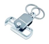 Omuda Stylish Hook Locking Silver Metal Carabiner Double Ring Hook Metal Key Chain for Men & Women