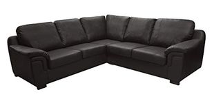 Sofas and More SOFASANDMORE LUXURY AMY FAUX LEATHER CORNER SUITE IN BLACK, Four Seats (AMY CORNER PU)