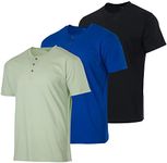 Real Essentials 3 Pack Big & Tall King Size Men’s Cotton Short Sleeve Henley T-Shirt Casual Shirts Lounge Active Athletic Workout Dry Fit Sleep Summer Sleep Pajama Workout Dry Fit- Set 8, 3X Tall