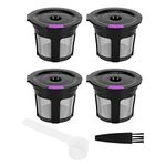 Reusable K Cups for Keurig 2.0 and 1.0 Refillable K Cups Keurig Filters Reusable Filter Cups with Brush and Spoon, Stainless Steel Coffee Filters (Set of 6 PCS)(4 Black (PP Bag))