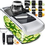 Mandoline Slicer for Kitchen - Mandoline Food Slicer - Veggie Julienne Cutter & Cheese Grater - Potato Veg Slicer - Kitchen Tools & Gadgets (11-in-1 White)