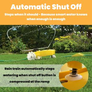 Nelson Rain Train Traveling Lawn Sprinkler – Heavy Duty, Large Area, Yellow