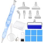 Praise V Do Ergonomic Diamond Painting Art Drill Pen Kit with Screw Stainless Steel Silver Metal Tip Nibs Placers Roller Tool Accessories for 5D Diamond Paint Bead Dot LtBlue